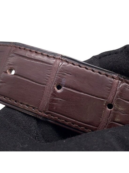 Hermes Belt Constance Dark Brown Matte Silver Porosus Leather 60 main image 9